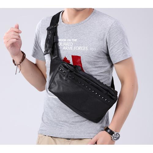 Foto Produk Tas Selempang Kulit Pria Wanita Waist Bag import 9002 - Hitam dari tirstore