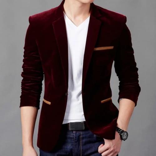 Foto Produk Blezer Pria Bahan COTTON STRETCH Black/ Jas BLAZER Laki Keren - Maroon dari YR Acc&Fashion