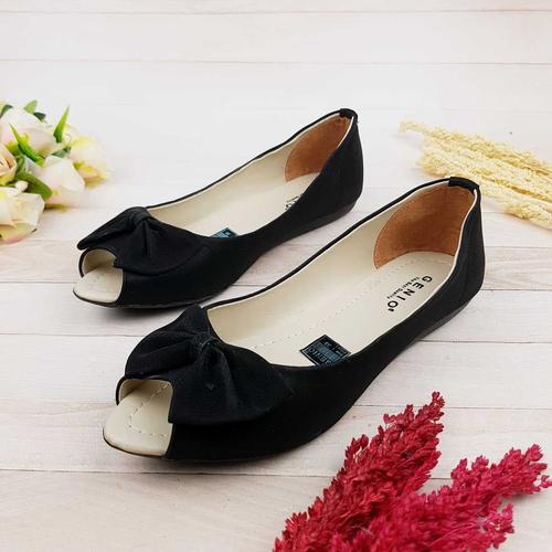 Jual Sepatu Flat Shoes / Flatshoes Wanita Genio KRD06 Hitam Kab. Sukabumi Kakiku Stores