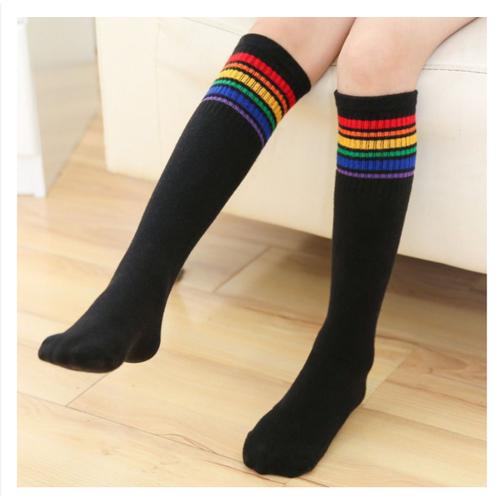 Gambar kaos kaki anak selutut garis pelangi - Hitam dari Ag Collection Jakarta Utara Tokopedia