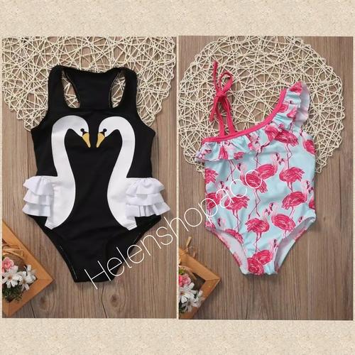 Foto Produk bikini anak bayi cewe flamingo lucu/baju renang swimsuit 6bulan-5thn - swan hitam, 8-9thn dari Helen Shop Acc
