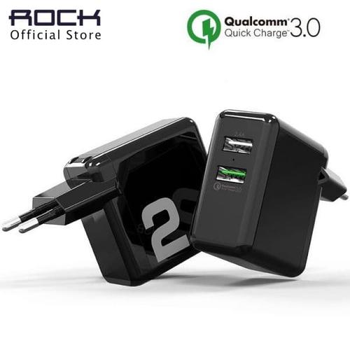 Foto Produk ROCK Adapter T13 Dual Port Quick Charge QC 3.0 Travel Charger - Putih dari ROCK Official Store