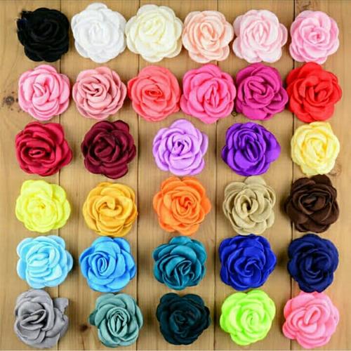 Foto Produk aplikasi bunga mawar satin/bahan bros/headband/souvenir dari azameehandmade