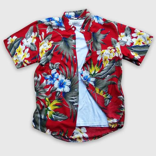Foto Produk Kemeja Hawai - Kemeja Bunga Wanita - Kemeja Bunga Pria - Kemeja Pantai - Merah dari Rocket Bali