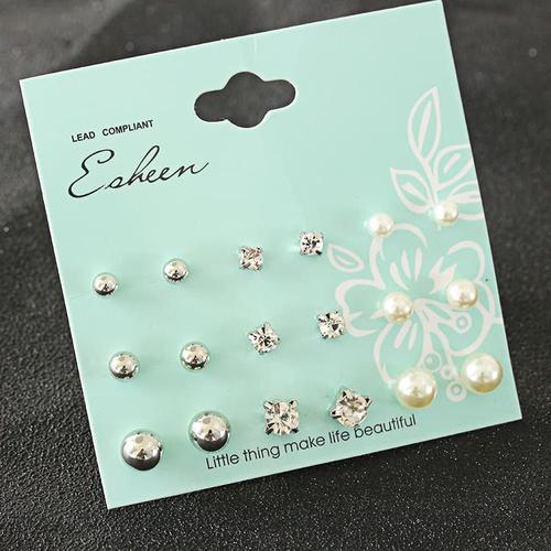 Foto Produk ANTING TUSUK SIMPLE KOREAN SET MUTIARA BLINK 9IN1 AS818 - Emas dari Aksesorisimpor . com