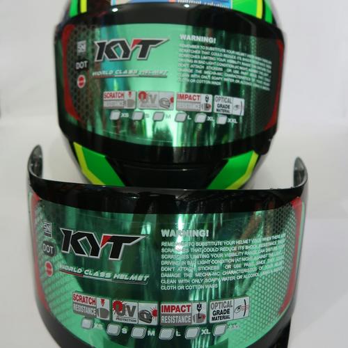 Foto Produk Visor Flat Iridium Green KYT Rc7 R10 K2rider Original Ready Pinlock dari yogyakarta helmet