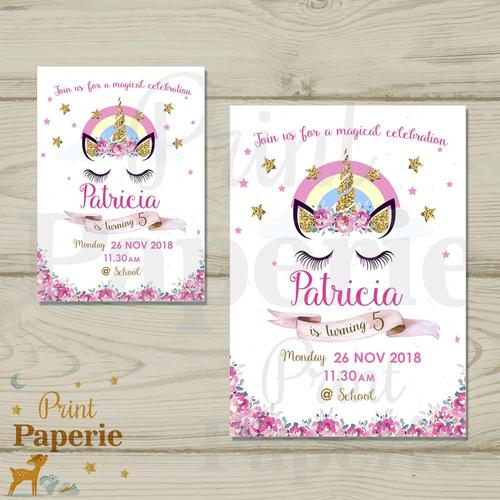 Gambar Kartu undangan ulang tahun - UNICORN 3 ( Small Size ) dari print paperie undefined Tokopedia