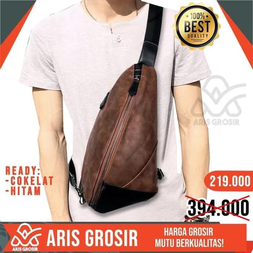 Foto Produk Tas Slempang / Tas Selempang Kulit Asli Pria / Sling Bag Cowok Baru dari PUSAT ARIS GROSIR