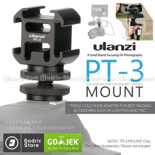 Foto Produk ULANZI PT-3S 3 Hot Shoe Mount Adapter Converter Base Microphone LED dari G-Rex