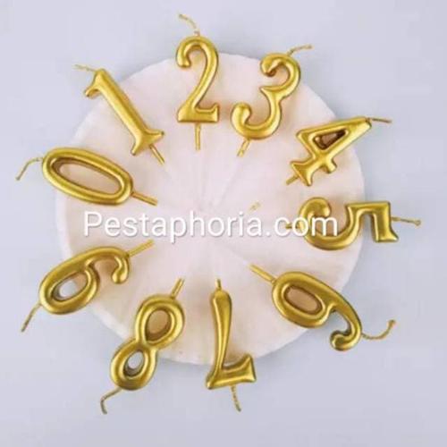Foto Produk Lilin Angka Ulang Tahun Ultah / Birthday Numeric Candle Warna Gold - 2 Gold dari Pestaphoria