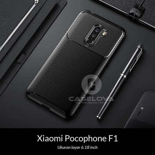 Foto Produk Case Xiaomi Pocophone F1 Synthetic fiber Silicone Protective Carbon - Hitam dari Caselova Store