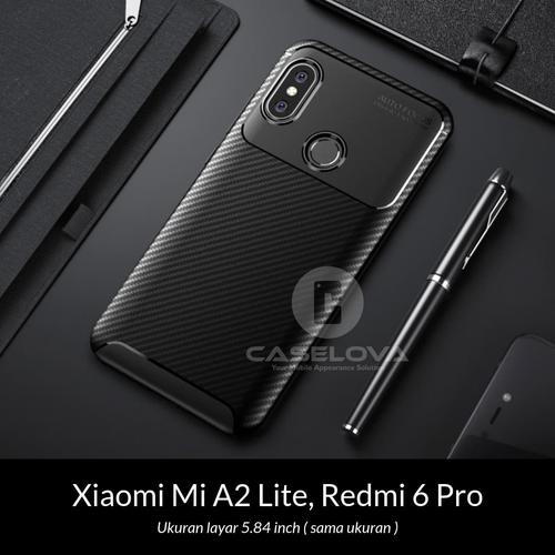 Foto Produk Case Xiaomi Mi A2 Lite / Redmi 6 Pro Synthetic fiber Protective Carbon - Hitam dari Caselova Store