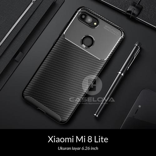 Foto Produk Case Xiaomi Mi 8 Lite Synthetic fiber Silicone Protective Carbon - Hitam dari Caselova Store