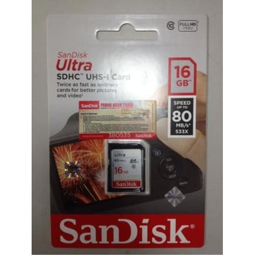 Foto Produk Memory Card SDHC Card Sandisk Ultra 16 Gb 80 MB/s Untuk Camera dari PojokITcom Pusat IT Comp
