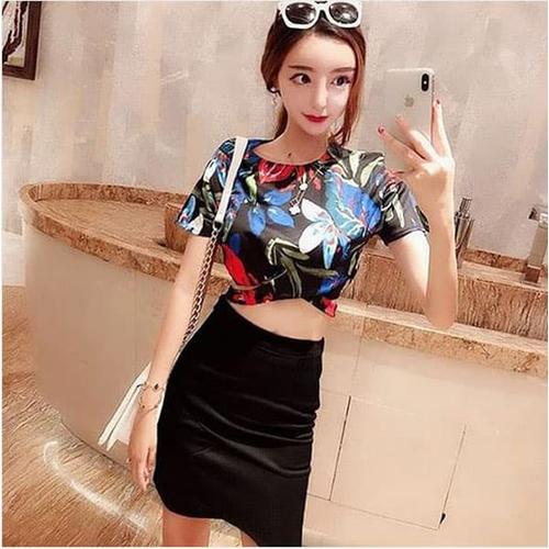 Jual JES-PS2230 crop top blouse rok 