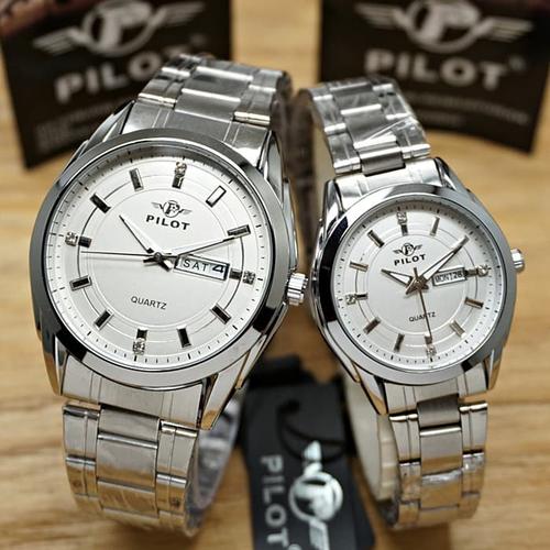 Foto Produk Pilot Couple Original Rantai Romawi Silver White | Anti / Tahan Air dari Toko Senter Murah
