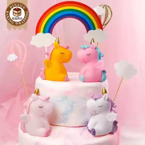 Foto Produk Topper kue cake topper hiasan kue unicorn kuda pony/mainan unicorn - Putih-Ungu dari kooci art