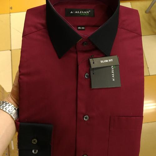 Foto Produk Kemeja Pria Alisan Merah Maroon kombinasi Hitam Slim fit panjang - Maroon, S dari Mega Hero Shirts