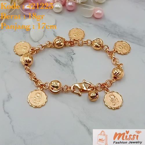 Foto Produk Gelang Tangan Wanita Lapis Emas Koin Biji Bulat Lonceng Missi Fashion dari Missi Fashion Jewelry