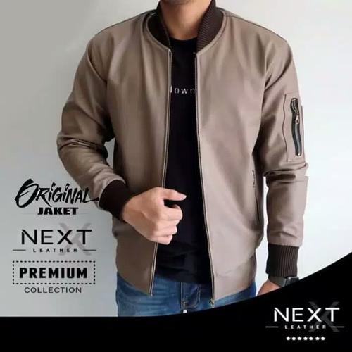 Foto Produk Jaket Pria Semi Kulit Changcuter Jaket Fashion Cowok Biker bomber - Mocca, L dari Nuruni Ad