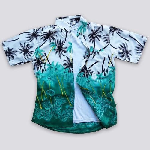 Foto Produk Baju Pantai - Kemeja Pantai Baju Pantai Murah - Baju Kemeja Pria Motif - Hijau, M dari Rocket Bali