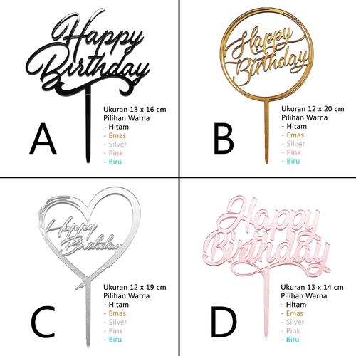 Foto Produk Cake Topper / Topper Kue Ulang Tahun - Happy Birthday - Akrilik dari Nail_Your_Art