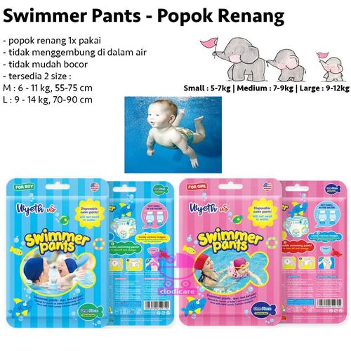 Foto Produk Swimmer Pants Celana Renang Bayi Swimming Popok Celana Renang 1x Pakai - Biru, L dari clodicare