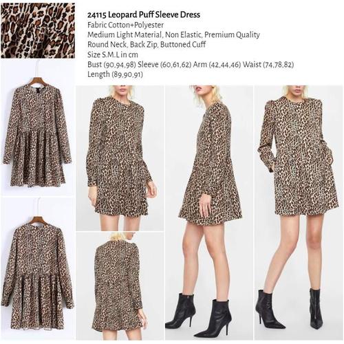 ZARA NEW LEOPARD PRINT MINI DRESS PUFF SLEEVES BLACK BROWN ANIMAL SIZE XS-L ZARA NEW LEOPARD PRINT MINI DRESS PUFF SLEEVES BLACK BROWN ANIMAL SIZE XS-L