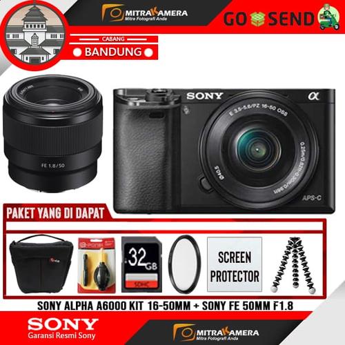 Foto Produk Sony Alpha A6000 Kit 16-50mm + Sony FE 50mm f1.8 PAKET dari MitraKamera Bandung