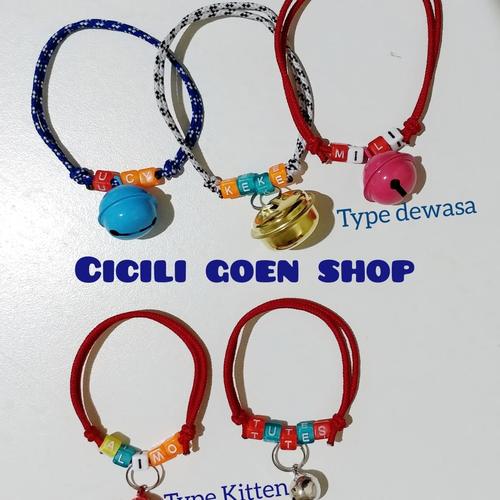 Foto Produk Kalung kucing anjing request nama plus lonceng besar tali krusik dari cicilia Goen Shop