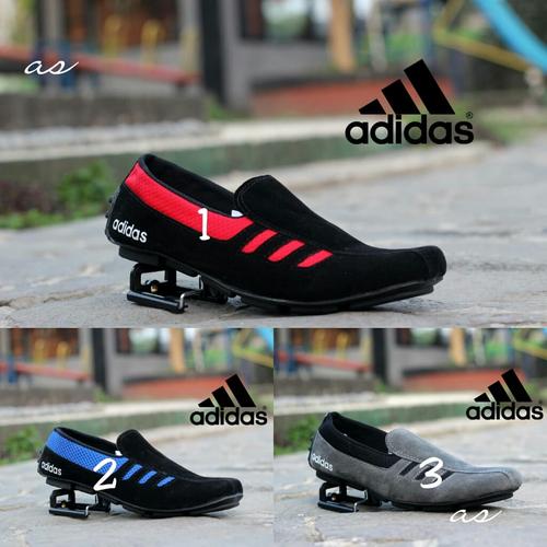 Foto Produk Sepatu Adidas Slip On Slop Pria Kulit Suede Nike Cat loafers - Biru, 39 dari TOKO KICKERS 4