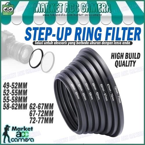 Gambar 1SET STEP UP RING FILTER 49mm/52mm/55mm/58mm/62mm/67mm/72mm/77mm dari Market ACC Camera Kota Tangerang Tokopedia