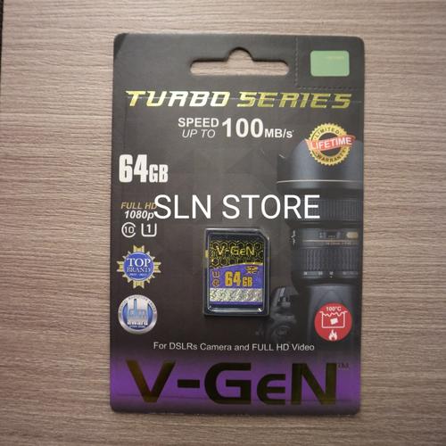Gambar SD Card 64GB V-GeN Turbo 100MB/s Class 10 Memory Card Vgen dari SLN Store undefined Tokopedia