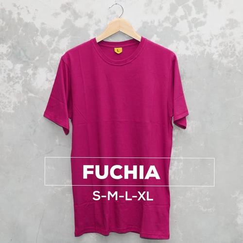 Foto Produk KAOS POLOS COTTON COMBED 30s WARNA PINK FANTA FUCHIA Size S M L XL dari PRESIDEN KAOS MURAH