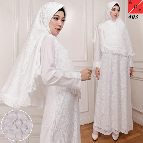 Foto Produk Baju Gamis Wanita / Gamis Putih / Muslim Wanita #403 STD - Putih, M dari Agnes Fashion88