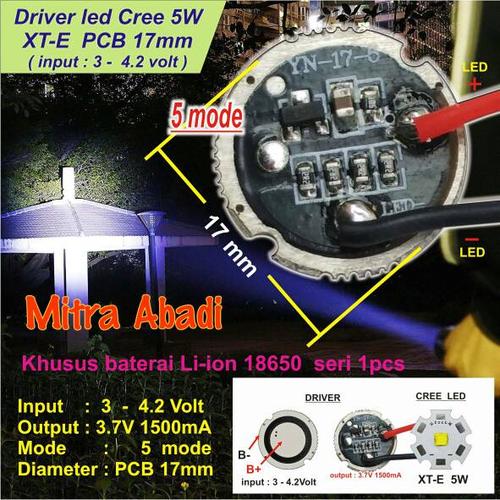 Foto Produk LED Driver CREE 5 Watt XT-E 1500 mA Diameter 17 mm Tanpa Casing dari Toko Mitra Abadi