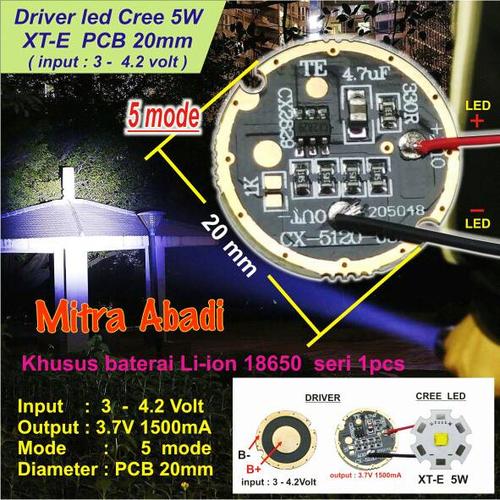 Foto Produk LED Driver CREE 5 Watt XT-E 1500 mA Diameter 20 mm Tanpa Casing dari Toko Mitra Abadi