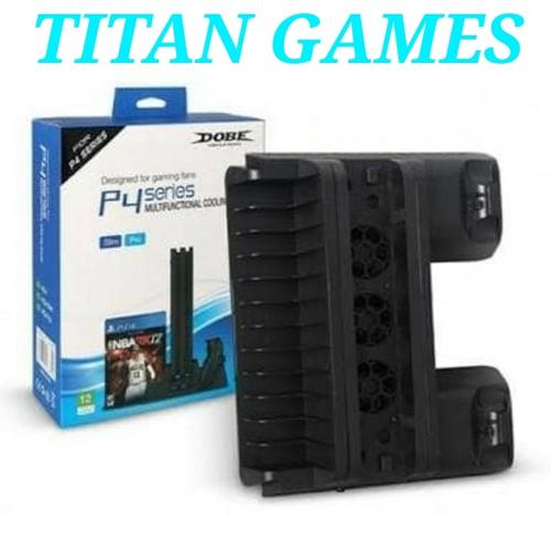 Foto Produk PS4 Slim / PS4 Pro Charger Stand - Cooling Fan - Vertical Stand dari Titan Games