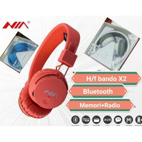 Jual headphone bluetooth nia x2 wireless calls \u0026 music,tf card,fm - Jakarta  Utara - OLIN_ACC | Tokopedia