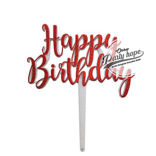 Foto Produk topper cake HBD merah/ topper cupcake HBD/ topper cake HBD/ hiasan kue dari PARTY HOPE 2