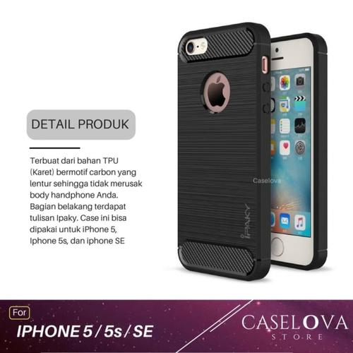 Foto Produk Case For Iphone 5 / 5s / SE Premium Softcase iPAKY Carbon - Hitam dari Caselova Store