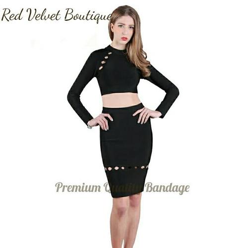 Long Sleeve Black Hollow Top Blouse 