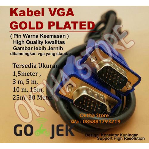 Foto Produk Kabel VGA 1,5meter Gold Plated 1,5m/1,5 Meter High Quality dari Oktha Store