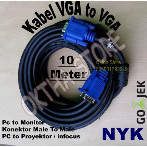Foto Produk Kabel VGA To VGA / Kabel VGA Male To Male 10 Meter NYK dari Oktha Store