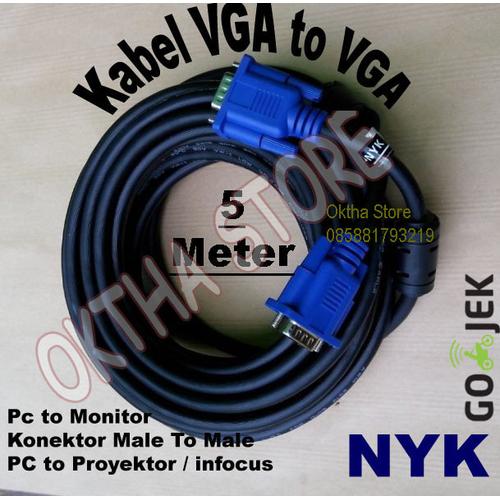 Foto Produk Kabel VGA To VGA / Kabel VGA Male To Male 5 Meter NYK dari Oktha Store