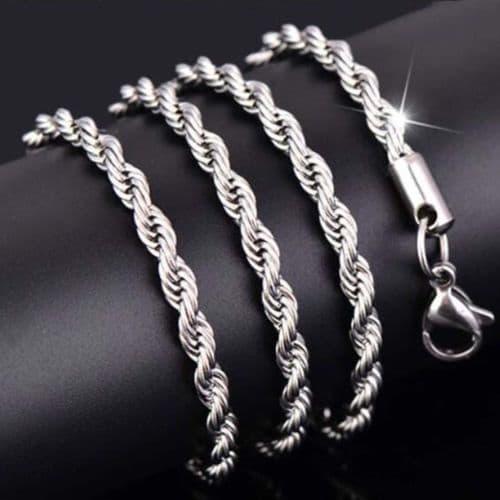 Foto Produk Kalung Titanium Stainless Steel Silver Motif Tambang - Panjang 45cm dari Central Grosir Gemstone