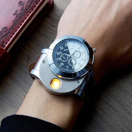 Gambar Jam Tangan Pria Korek Elektrik USB Hadiah Api Rokok Quartz Casio OULM dari lbagstore Kota Depok Tokopedia