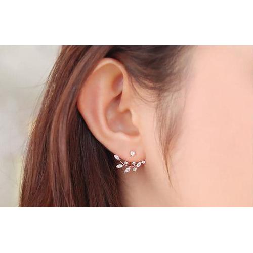 Foto Produk anting fashion korea bentuk cabang daun berlian zircon earrings jan112 - silver dari Oila