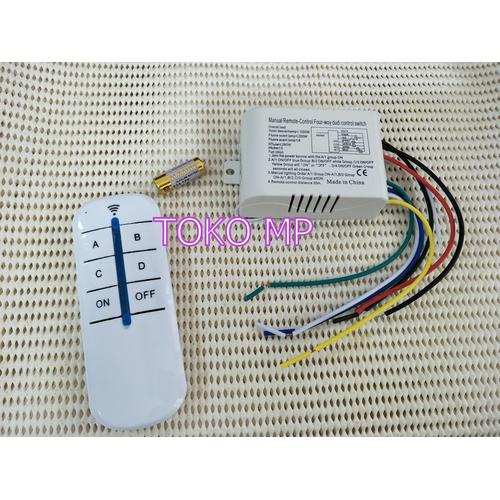Jual WIRELESS 4 CHANNEL ON/OFF 220V REMOTE CONTROL SWITCH FOR LAMP ...