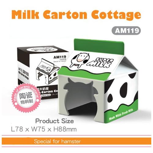 Foto Produk AM119 Milk Carton Cottage House Rumah Hamster Keramik dari Hime petshop